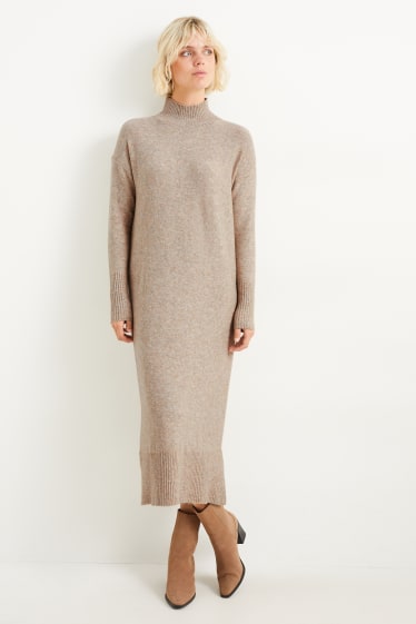 Donna - Vestito in maglia - tortora