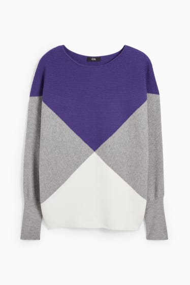 Femmes - Pullover - finition côtelée - violet