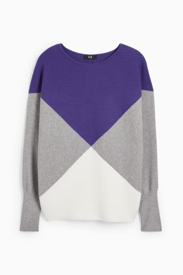 Donna - Pullover - a coste - viola