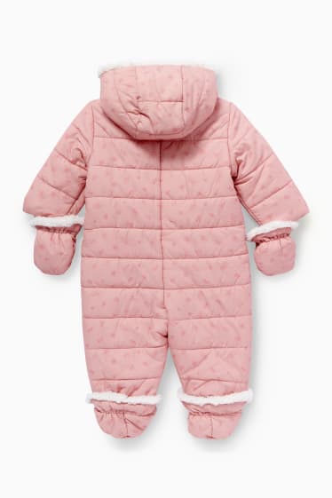 Baby Mädchen - Baby-Schneeanzug mit Kapuze - geblümt - rosa
