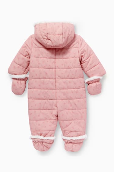 Babys - Babysneeuwpak met capuchon - gebloemd - roze