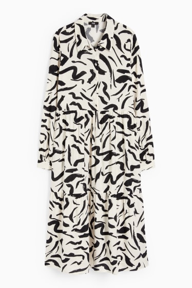 Dames - Blousejurk van viscose - met patroon - crème wit
