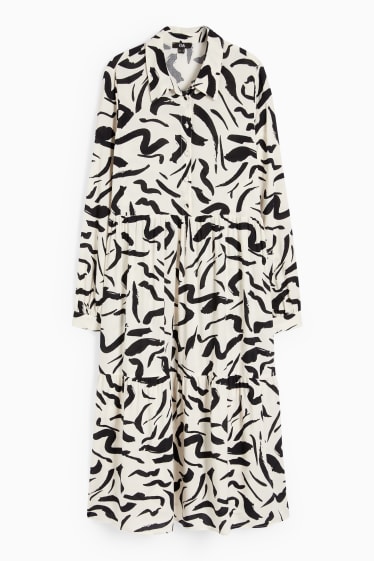 Femmes - Robe-chemisier en viscose - à motif - blanc crème