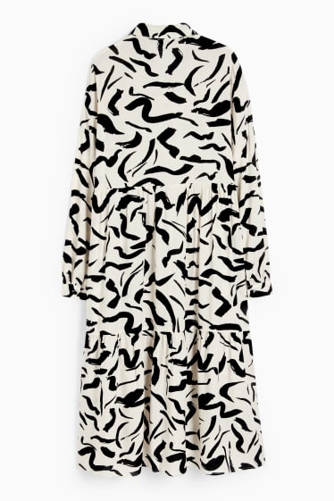 Dames - Blousejurk van viscose - met patroon - crème wit