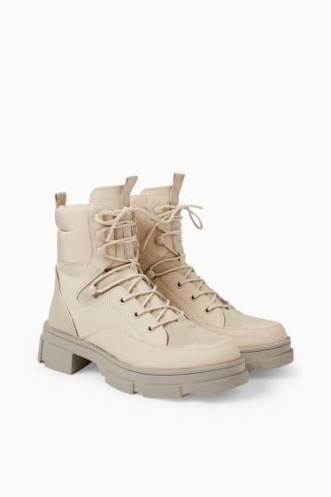 Women - Boots - faux leather - beige