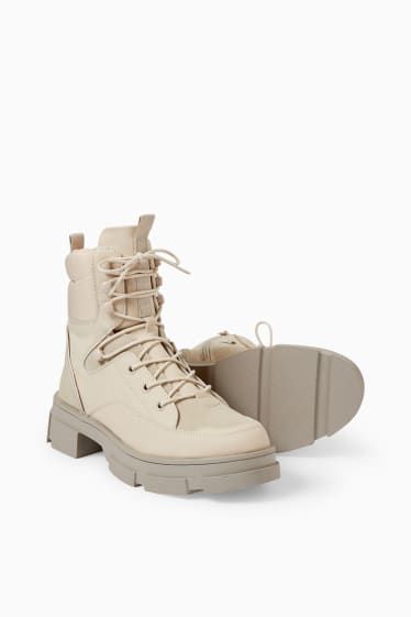 Women - Boots - faux leather - beige