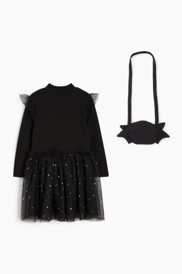 Kinder - Set - Kleid und Tasche - 2 teilig - schwarz