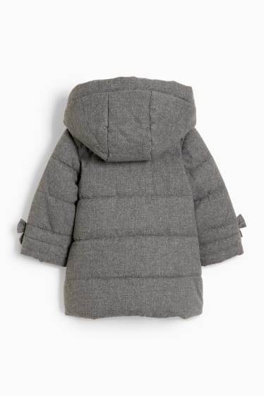 Miminka - Prošívaná bunda s kapucí pro miminka - světle šedá-žíhaná