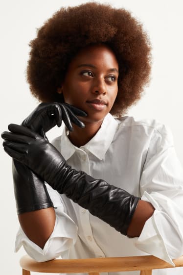 Dames - Leren handschoenen - zwart