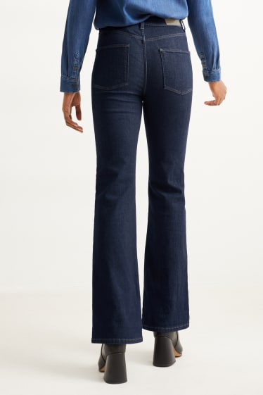 Dames - Flared jeans - high waist - jeansdonkerblauw