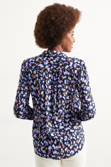 Femmes - Chemisier - à motif - bleu foncé