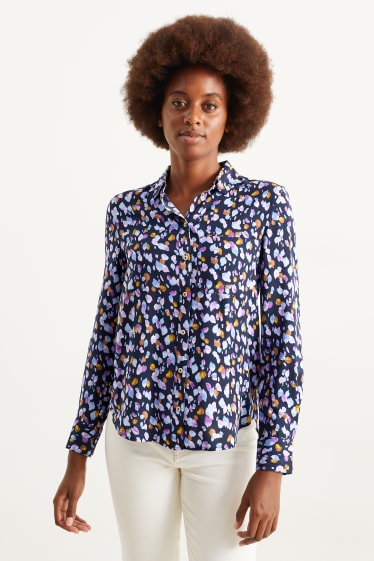 Femmes - Chemisier - à motif - bleu foncé