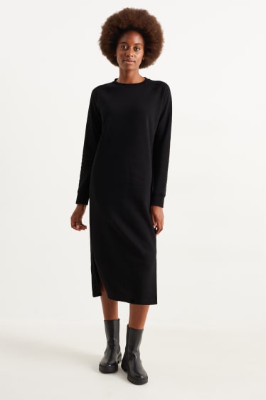 Kobiety - Sukienka z dzianiny dresowej basic - czarny