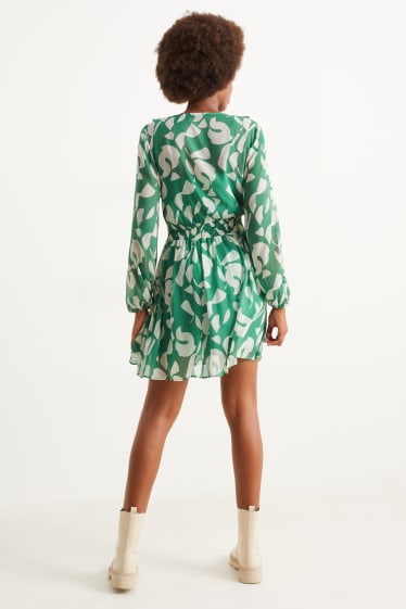 Femmes - Robe de gaze - à motif - vert