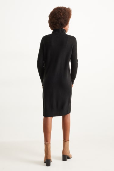 Damen - Basic-Strickkleid - schwarz