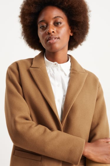 Women - Coat - wool blend - light brown