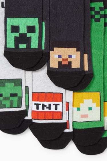 Kinderen - Set van 5 paar - Minecraft - sokken met motief - zwart