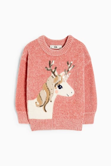 Kinder Mädchen - Chenille-Pullover - rosa