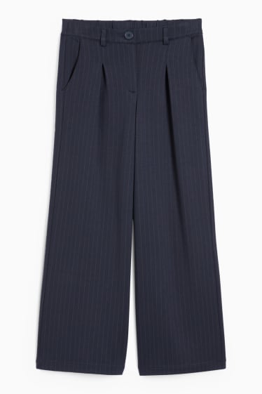 Kinderen: meisjes - Broek van jersey - met krijtstrepen - donkerblauw
