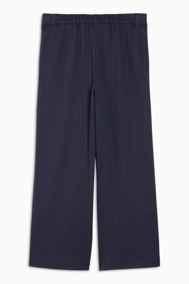 Kinderen: meisjes - Broek van jersey - met krijtstrepen - donkerblauw