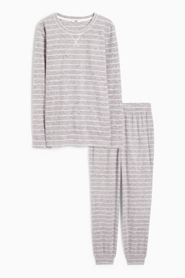 Dona - Pijama de teixit polar - de ratlles - gris clar
