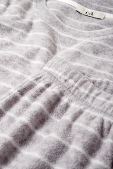 Dona - Pijama de teixit polar - de ratlles - gris clar