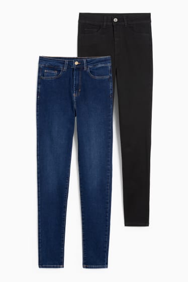 Kobiety - Wielopak, 2 pary - jegging jeans - wysoki stan - dżins-niebieski