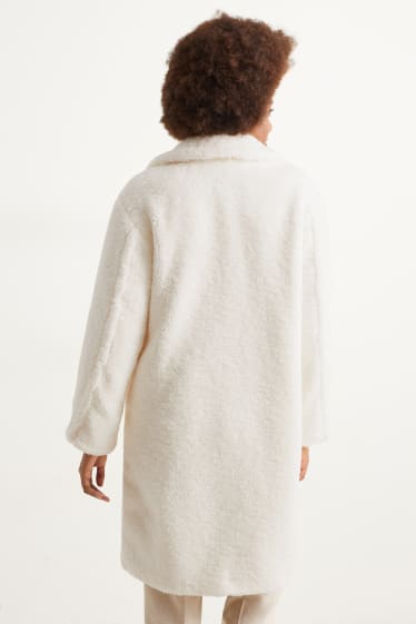 Donna - Cappotto in pelo teddy - bianco crema