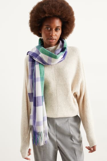 Women - Scarf - check - violet