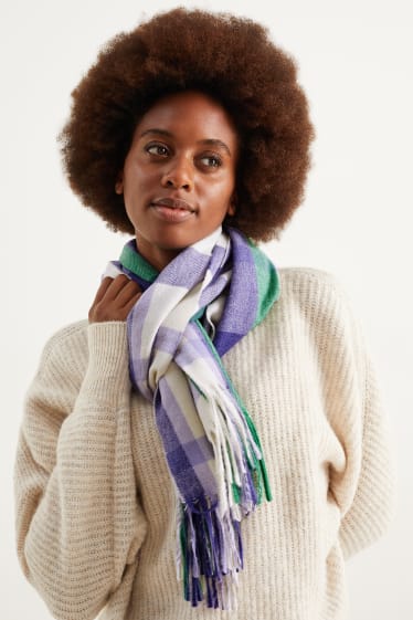 Women - Scarf - check - violet