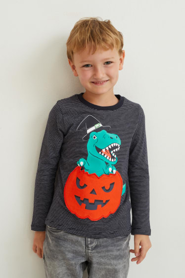 Enfants garçons - Dino - haut manches longues - à rayures - gris foncé