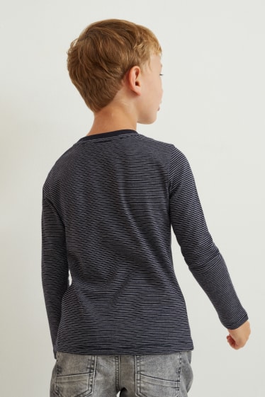 Children - Dinosaur - long sleeve top - striped - dark gray