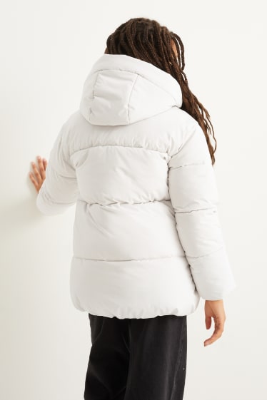 Kinder - Steppjacke mit Kapuze - hellgrau