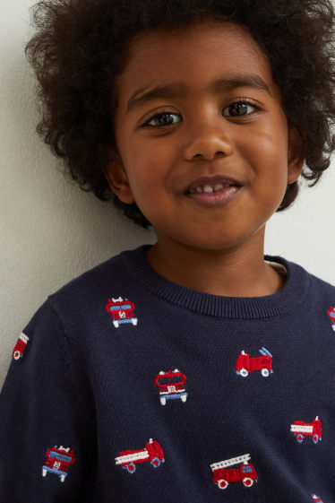 Kinderen: jongens - Trui - met patroon - donkerblauw