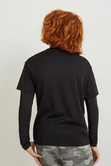 Enfants garçons - Haut à manches longues - look 2-en-1 - noir