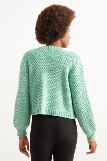 Donna - Cardigan - motivo treccia - verde chiaro