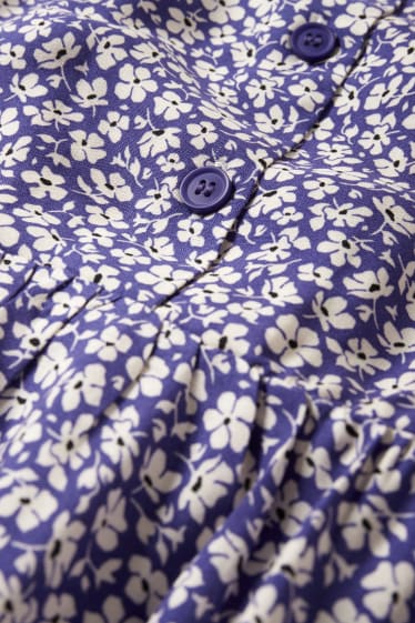 Femmes - Robe en viscose à col V - à fleurs - bleu