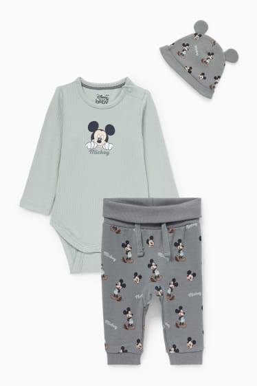 Baby: jongens - Mickey Mouse - baby-outfit - 3-delig - mintgroen