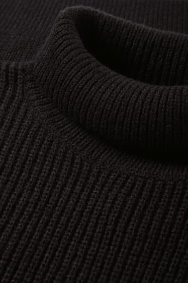 Men - Christmas polo neck jumper - black