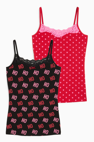 Dona - Paquet de 2 - samarreta interior nadalenca - HoHoHo - negre