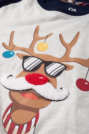 Hommes - Pyjama de Noël avec pantalon en flanelle - blanc-chiné