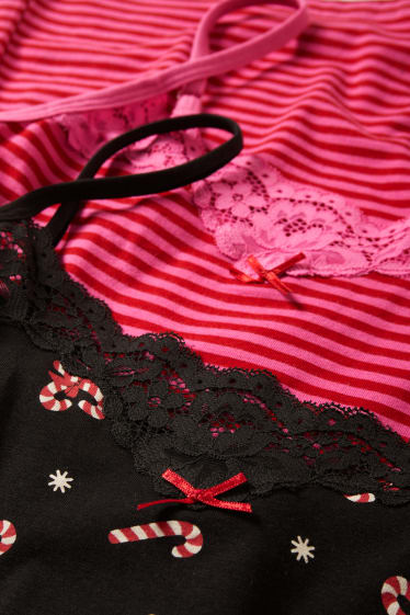 Dona - Paquet de 2 - samarreta interior nadalenca - estampada - negre