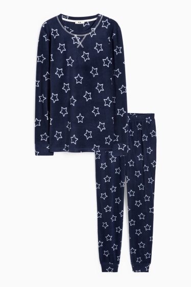 Dona - Pijama de teixit polar - estampat - blau fosc