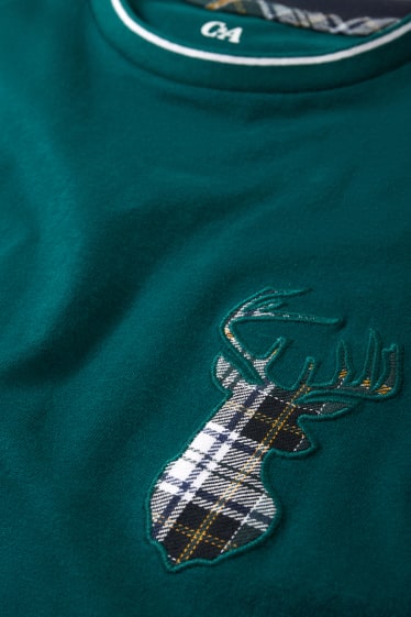 Herren - Weihnachts-Pyjama mit Flanellhose - dunkelgrün