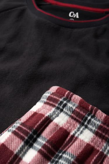 Herren - Winterpyjama - rot / cremeweiß