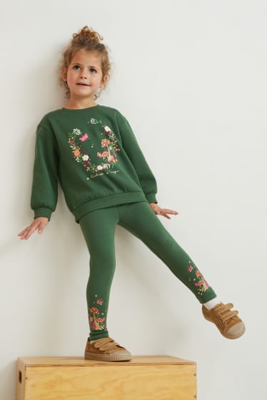 Enfants - Lot de 2 - leggings doublés - vert foncé