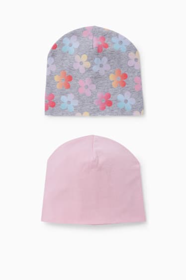 Enfants filles - Lot de 2 - bonnets - gris clair chiné