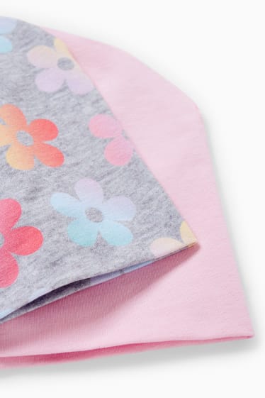 Enfants filles - Lot de 2 - bonnets - gris clair chiné