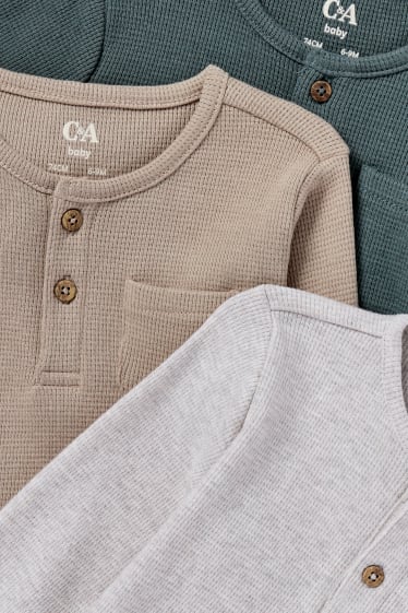 Bebés niños - Pack de 3 - camisetas de manga larga para bebé - gris