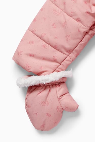 Babys - Baby-Schneeanzug mit Kapuze - geblümt - rosa